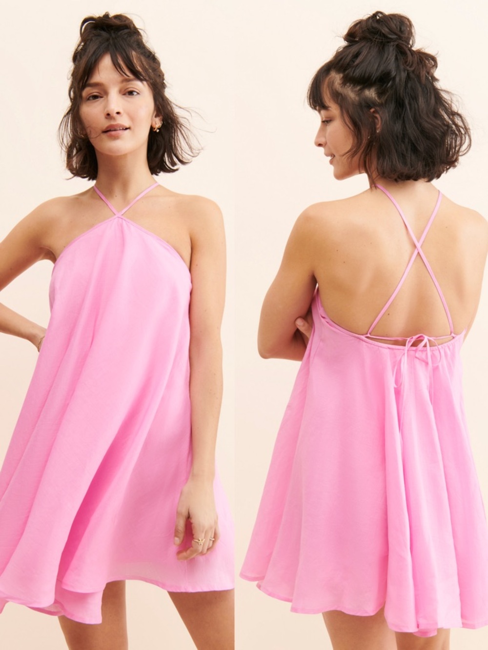 The Wolf Gang Lolana Ramie Mini Dress in Candy Pink Size Small